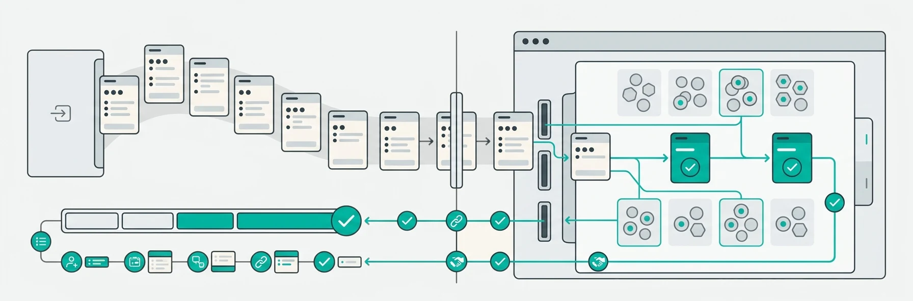 Agency workforce illustration — staffing partners receiving requirements and filling shifts through a dedicated agency portal.
